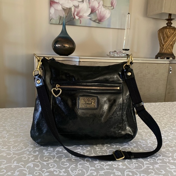 Coach Poppy Black Patent Leather Shoulder Bag - Picture 2 of 16